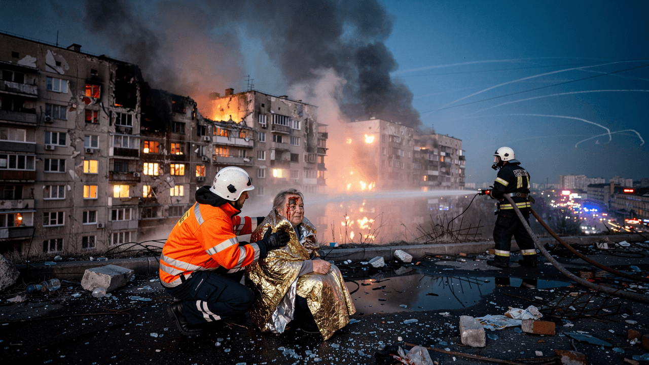Russia Launches Large Drone Attack on Kyiv, Damaging Infrastructure and Injuring Civilians